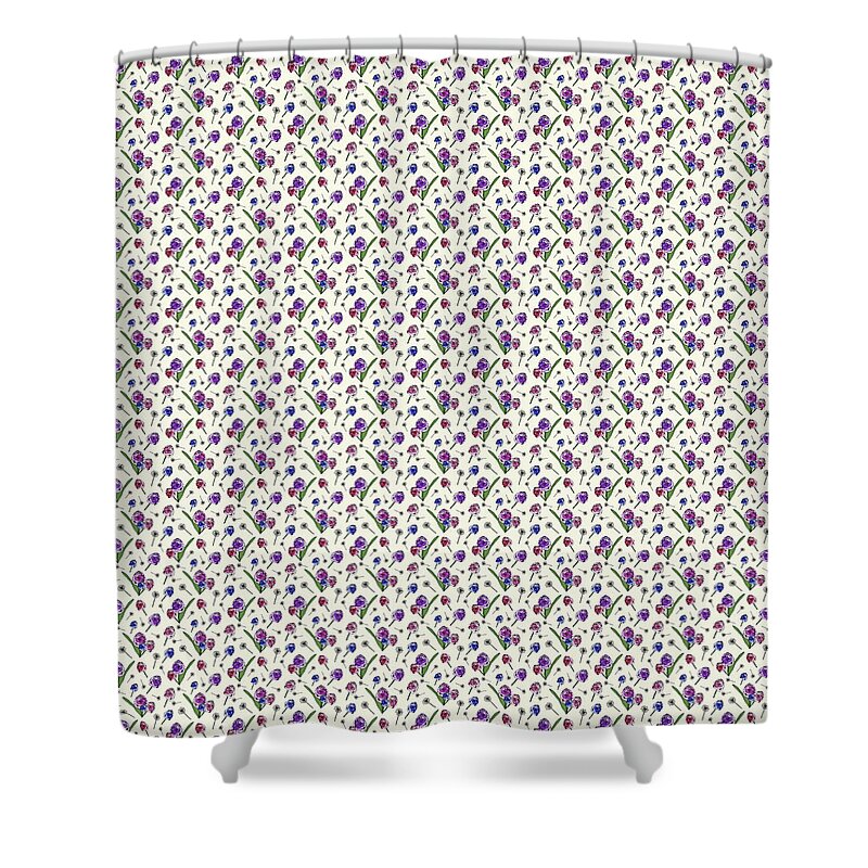  Shower Curtain featuring the digital art Garden Flowers Pattern - Medium Scale by Lisa Blake