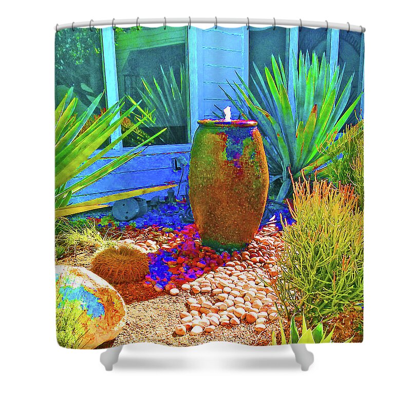 Garden Shower Curtain featuring the photograph Garden Fountain by Andrew Lawrence