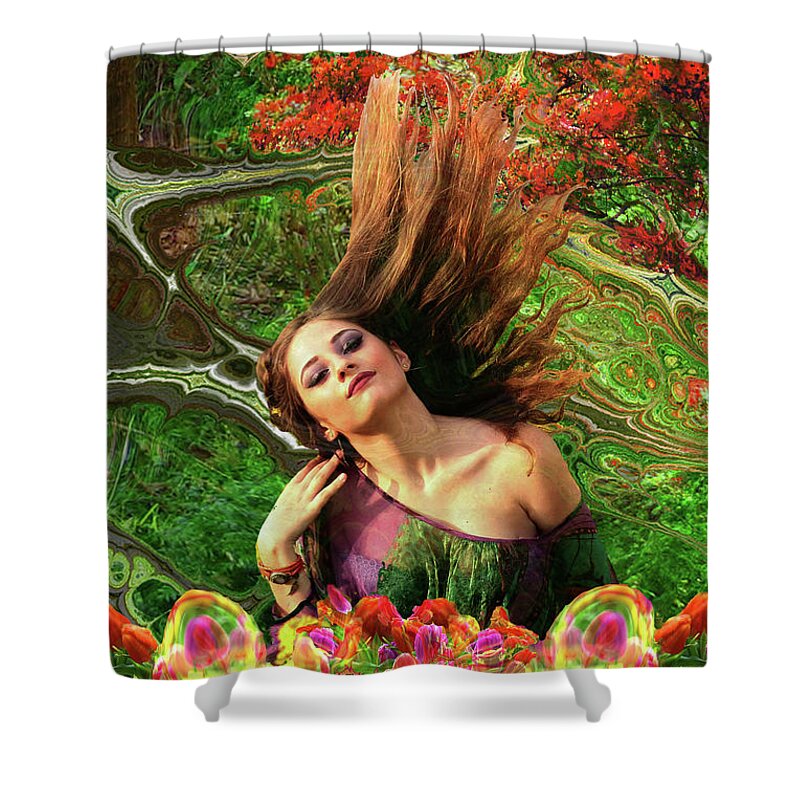 Garden Shower Curtain featuring the digital art Garden of Earthly Delights 2 by Lisa Yount