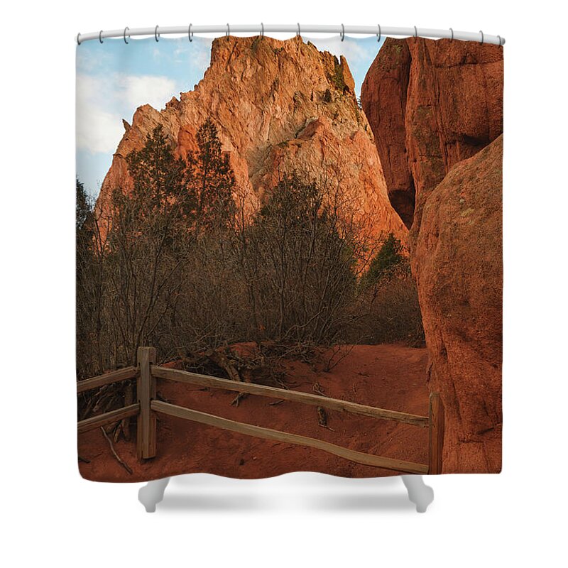 Garden Of The Gods Shower Curtain featuring the photograph Garden of the Gods Red Rock Formation by Abigail Diane Photography