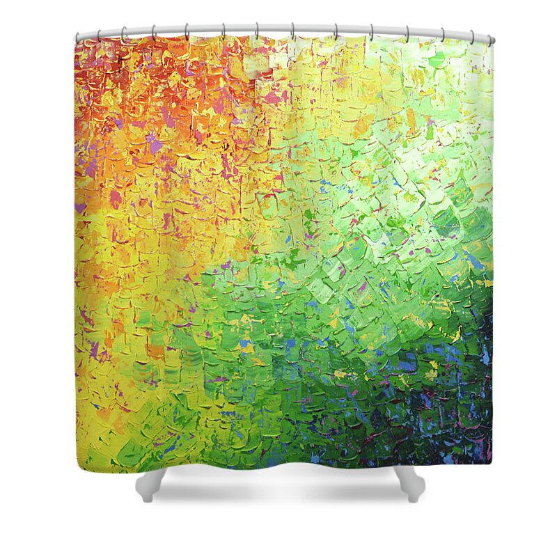  Shower Curtain featuring the painting Garden Party by Linda Bailey