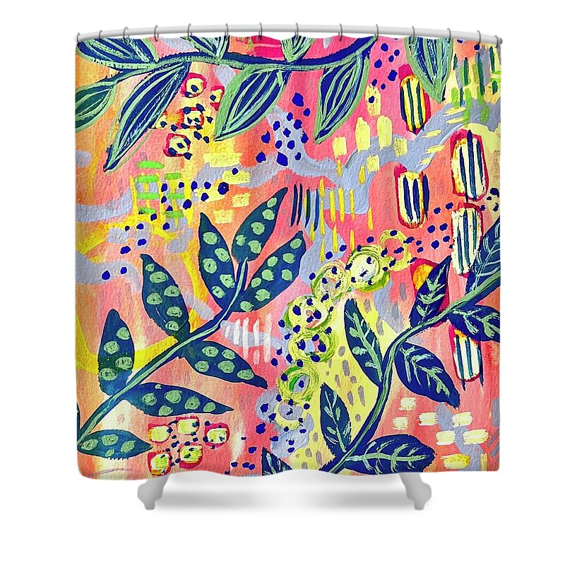 Abstract Shower Curtain featuring the painting Garden Vines by Marion McCristall