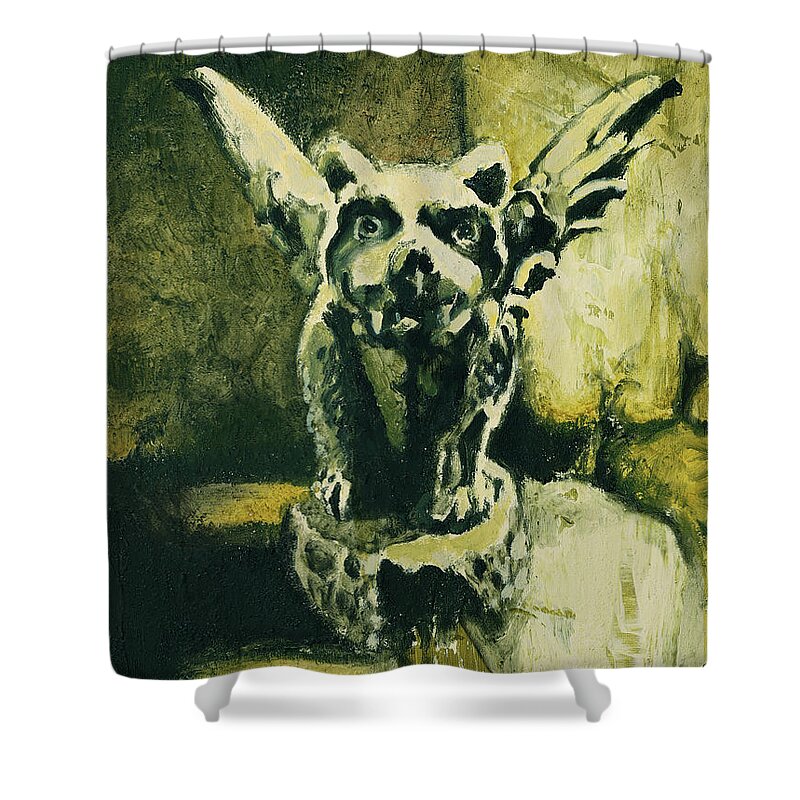 Gargoyle Shower Curtain featuring the painting Gargoyle by Sv Bell