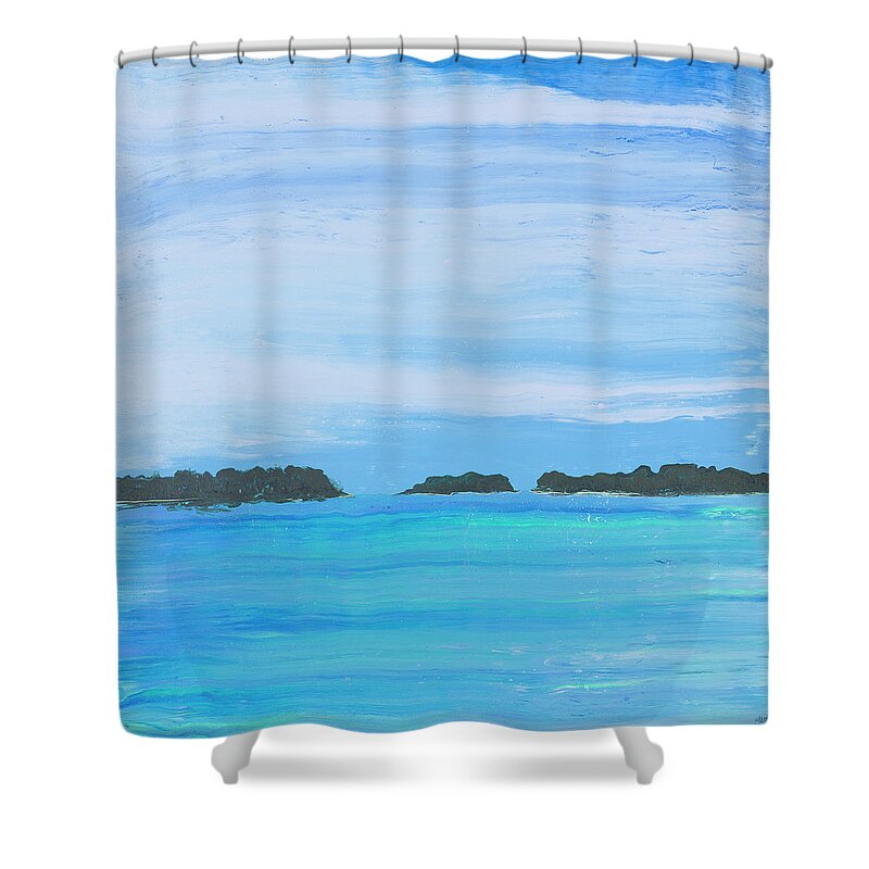 Seascape Shower Curtain featuring the painting Garrison Bight Channel by Steve Shaw