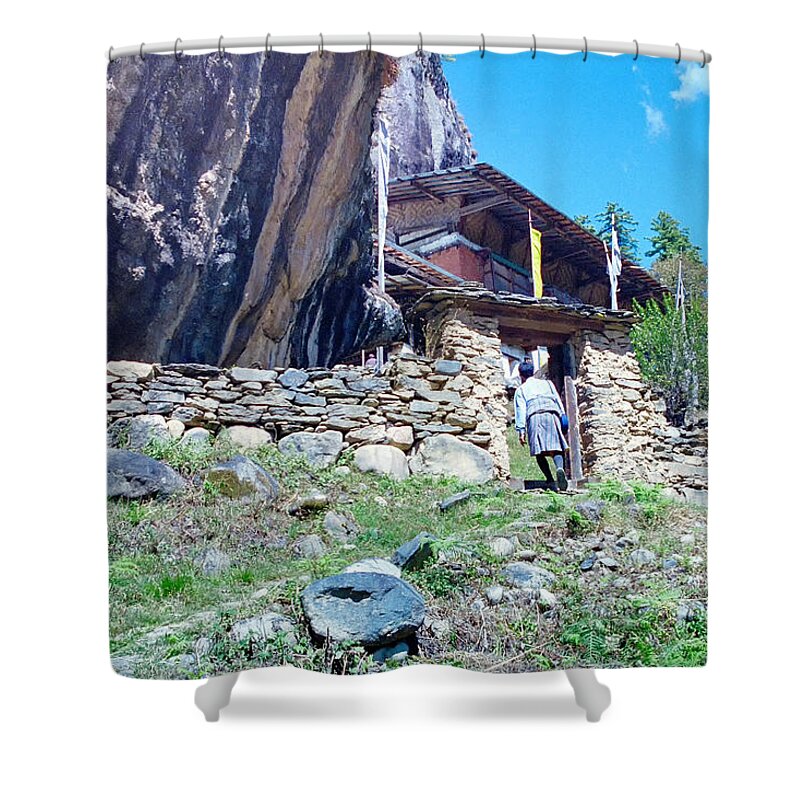 Bhutan Shower Curtain featuring the photograph Monastery gateway by Paul Vitko