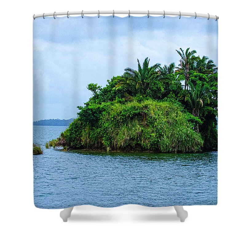 Panama Shower Curtain featuring the photograph Gatun Lake tropical Islelet by Deborah Smolinske