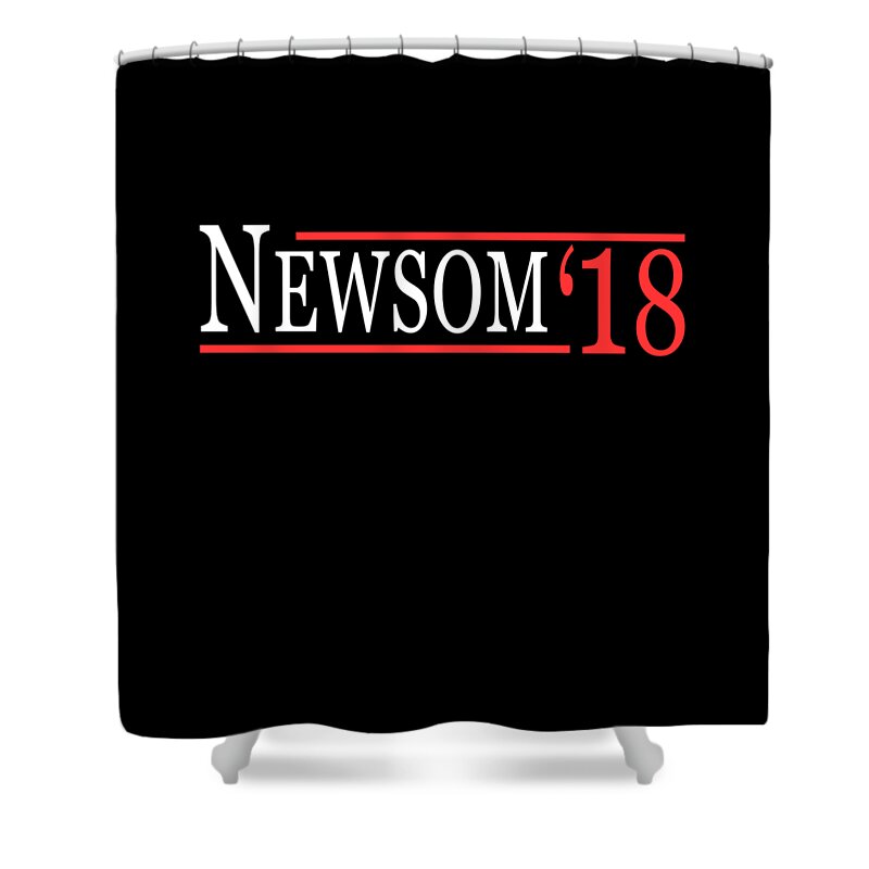 Funny Shower Curtain featuring the digital art Gavin Newsom For Governor 2018 by Flippin Sweet Gear