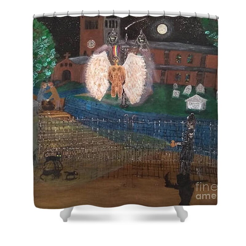 Lgbtq Shower Curtain featuring the painting Gay Angel 1880 by David Westwood
