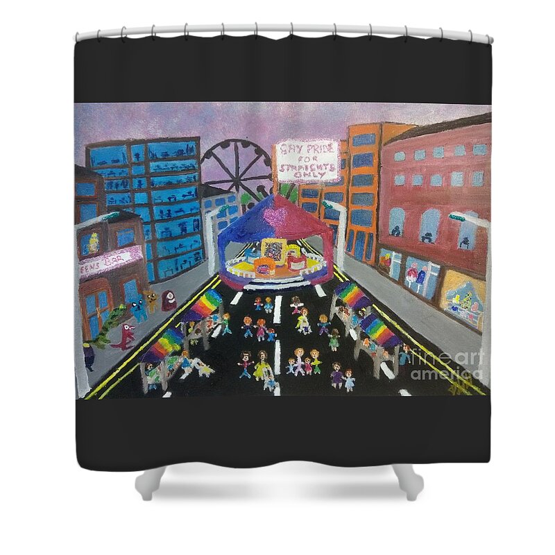Lgbtq Shower Curtain featuring the painting Gay Pride for straights only by David Westwood