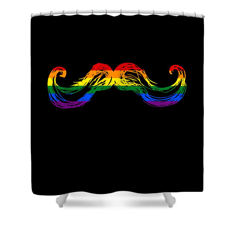 Funny Shower Curtain featuring the digital art Gay Pride Mustache by Flippin Sweet Gear