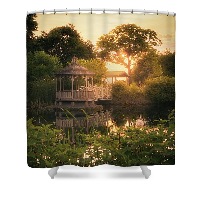 Franko Shower Curtain featuring the photograph Gazebo Sunset Natural Surroundings by Jason Fink