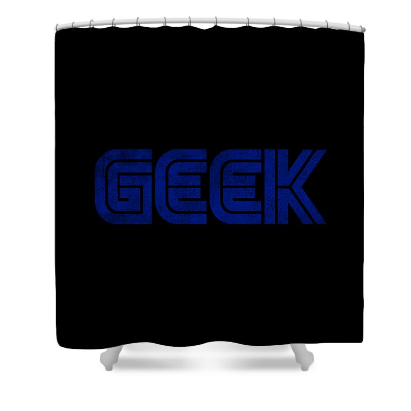 Cool Shower Curtain featuring the digital art Geek White Vintage by Flippin Sweet Gear