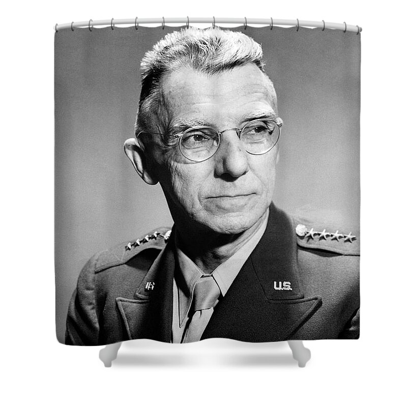 Vinegar Joe Shower Curtain featuring the photograph General Joe Stillwell Portrait - Circa 1945 by War Is Hell Store