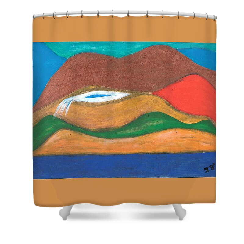 Genie Shower Curtain featuring the painting Genie Land by Esoteric Gardens KN