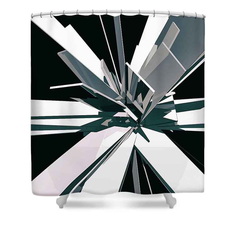 Monotone Shower Curtain featuring the digital art Geometric Cluster by Phil Perkins