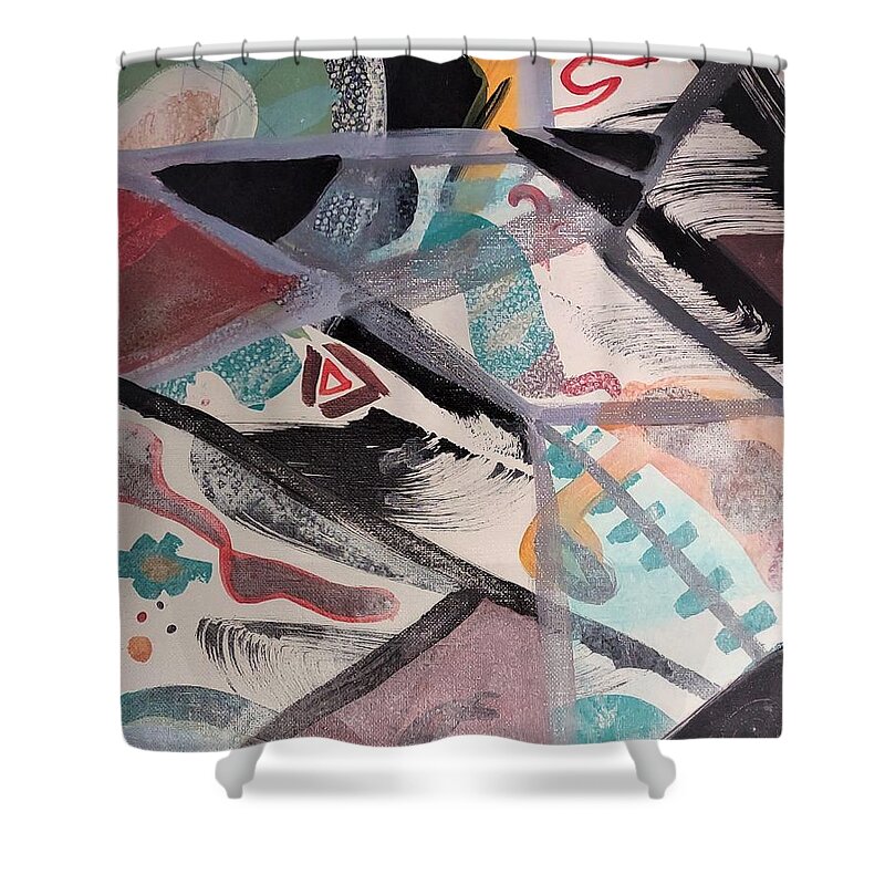 Abstract Shower Curtain featuring the painting Geometric Design by Suzanne Berthier