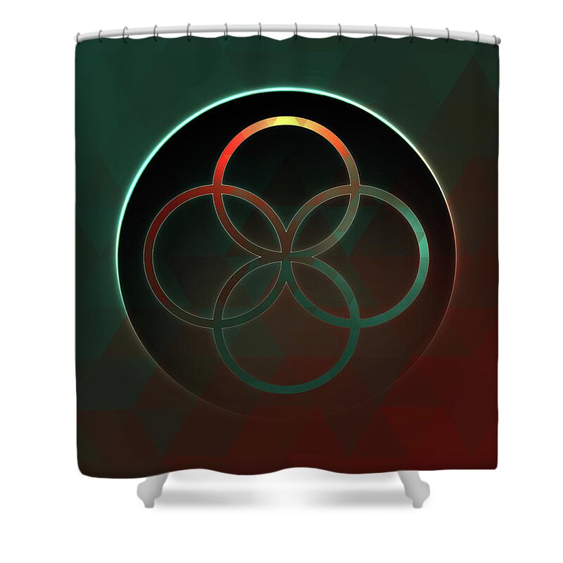 Neon Shower Curtain featuring the painting Geometric Glyph and Sigil Art Neon Glow on Soft Triangle Ombre n.0295 by Holy Rock Design