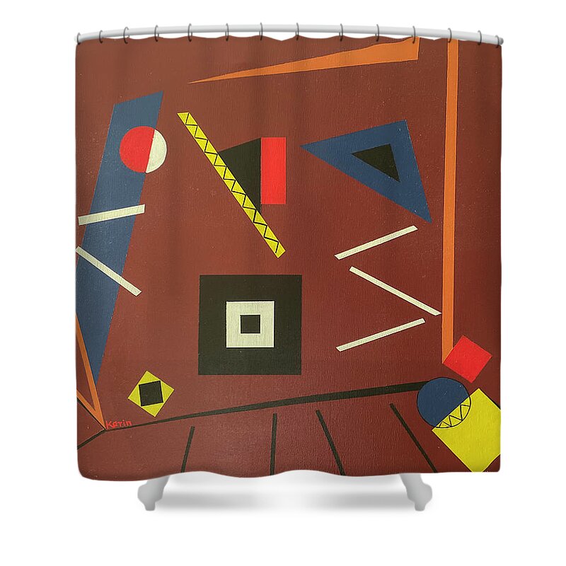 Abstract Shower Curtain featuring the painting Geometrical Play 2 by Karin Eisermann