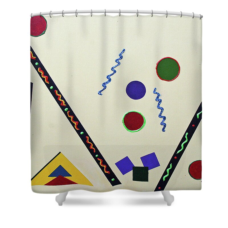 Abstract Shower Curtain featuring the painting Geometrical Play by Karin Eisermann