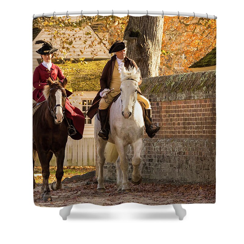 George Washington Shower Curtain featuring the photograph George and Martha Washington on a Ride by Lara Morrison