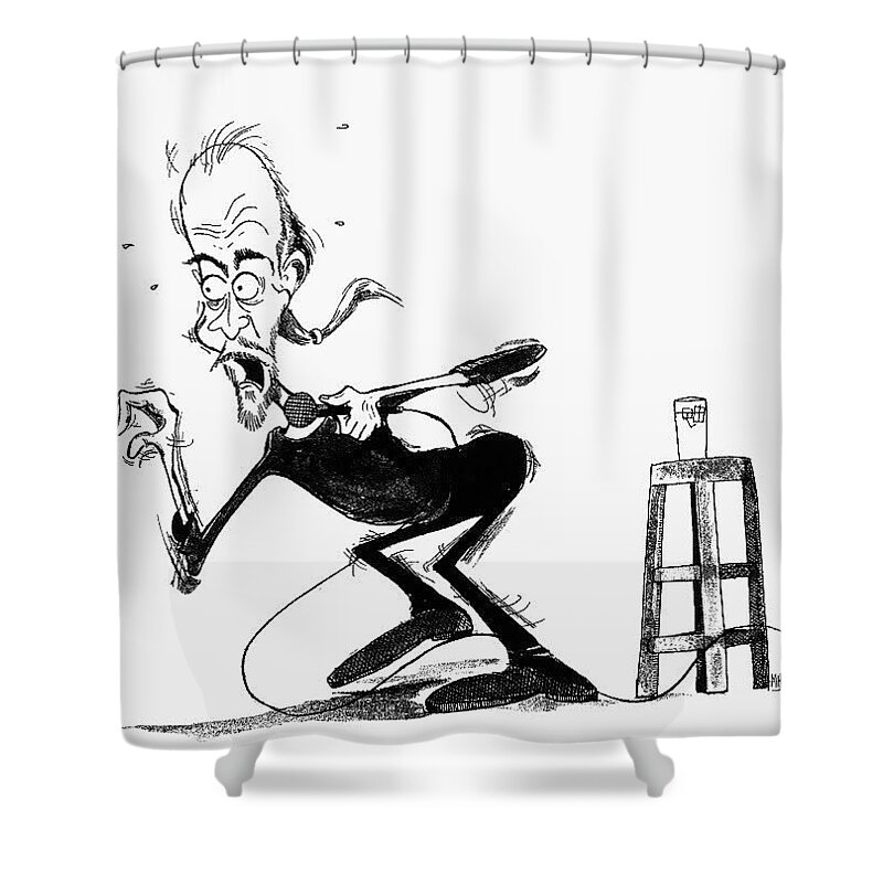 George Shower Curtain featuring the drawing George Carlin by Michael Hopkins
