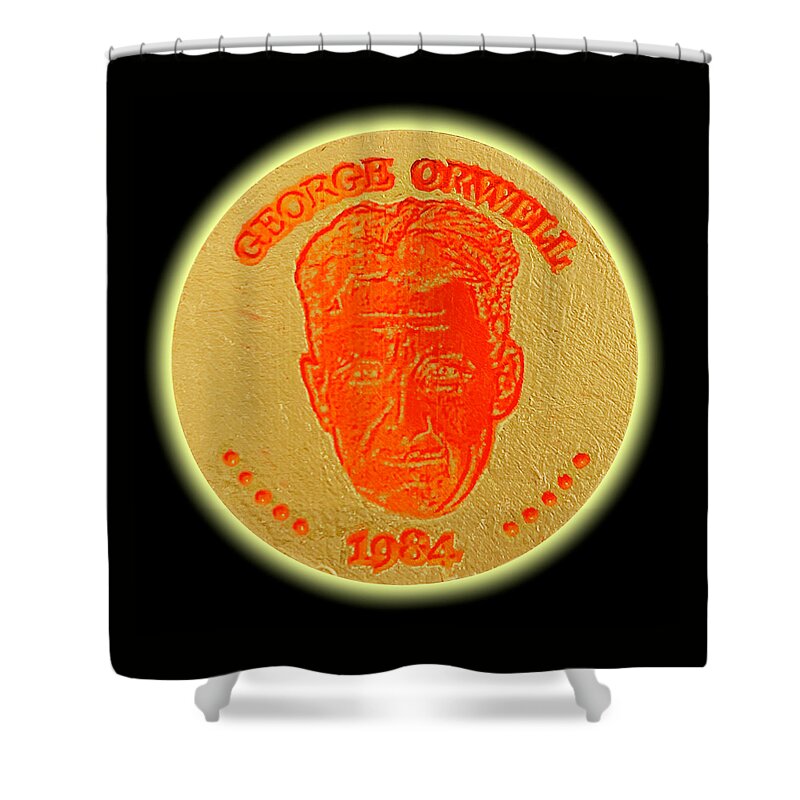 Wunderle Shower Curtain featuring the mixed media George Orwell 1984 V1A by Wunderle