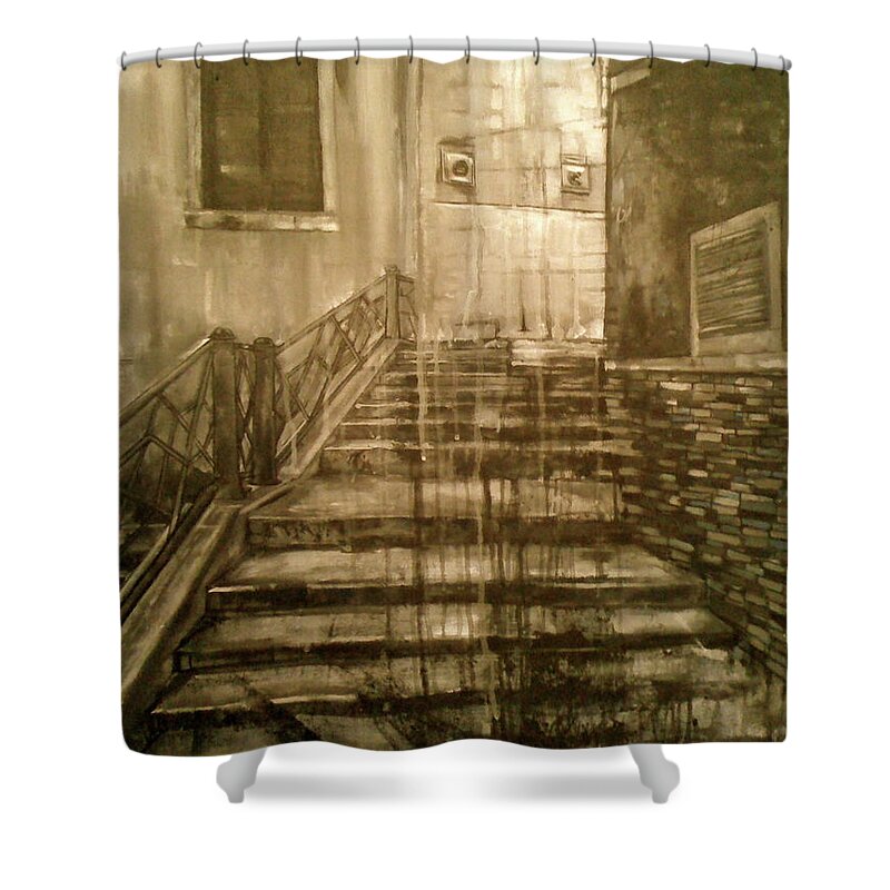 Urban Landscape Shower Curtain featuring the painting Impressions by Try Cheatham