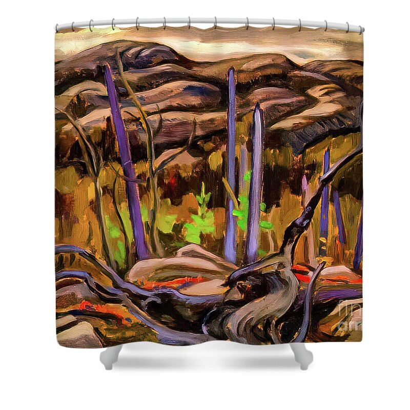 A Y Shower Curtain featuring the painting Georgian Bay by A Y Jackson 1936 by A Y Jackson