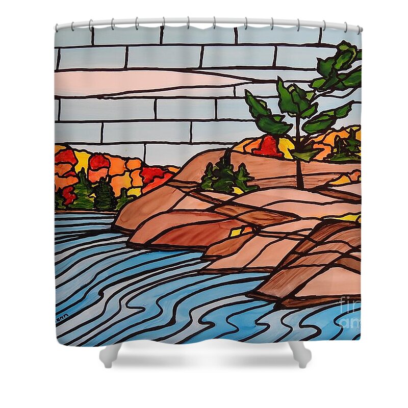 Alcohol Ink Shower Curtain featuring the painting Georgian Bay SG14 by Petra Burgmann