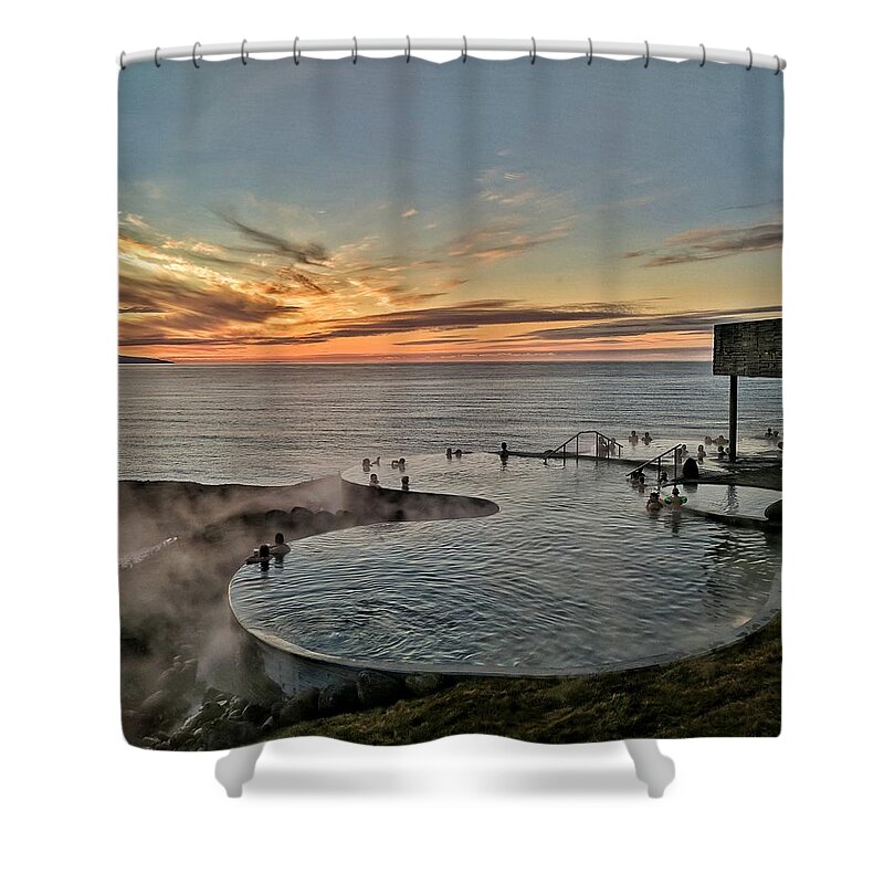 Sunset Shower Curtain featuring the photograph GeoSea Iceland by Yvonne Jasinski