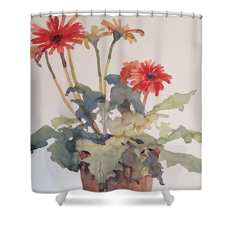 Gerbers Shower Curtain featuring the painting Gerbers by Elizabeth Carr