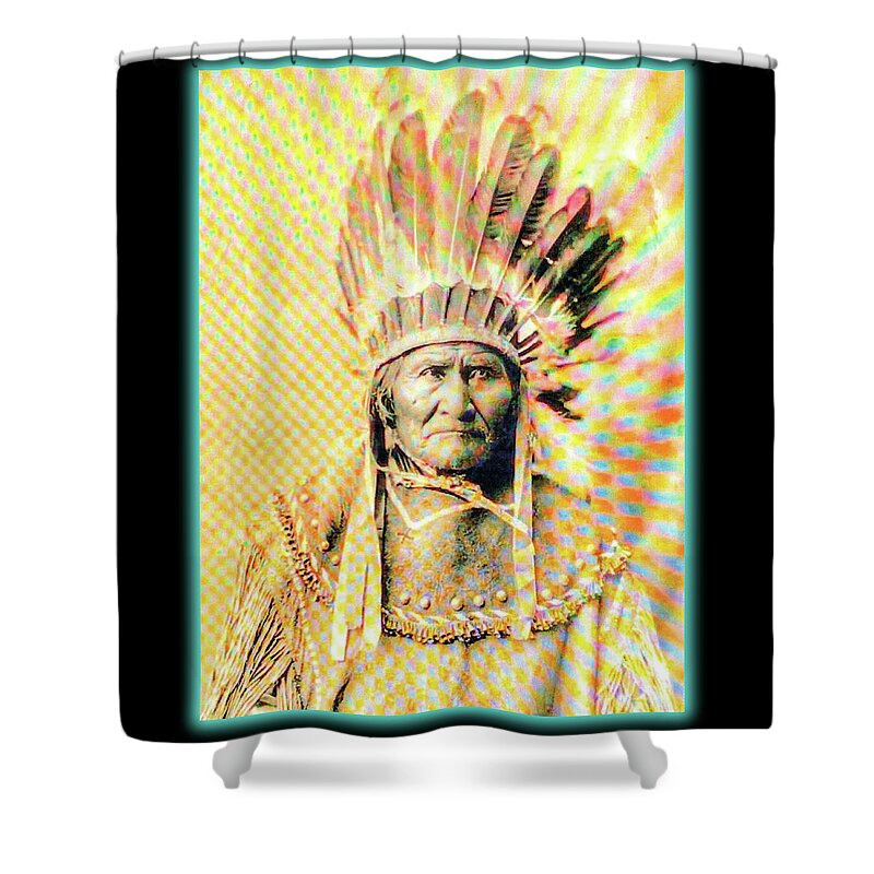 Wunderle Shower Curtain featuring the digital art Geronimo Simulation by Wunderle