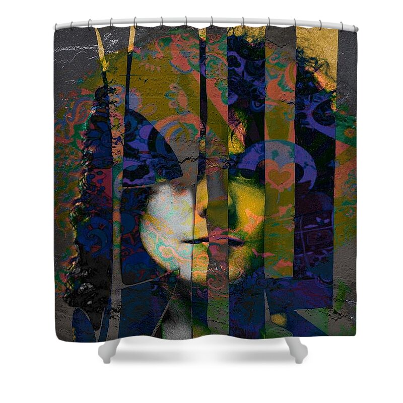 Marc Bolan Shower Curtain featuring the digital art Get It On - Marc Bolan by Paul Lovering
