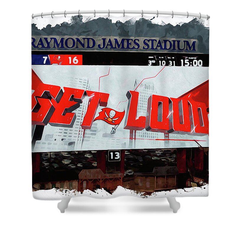 Football Shower Curtain featuring the digital art Get Loud by Chauncy Holmes
