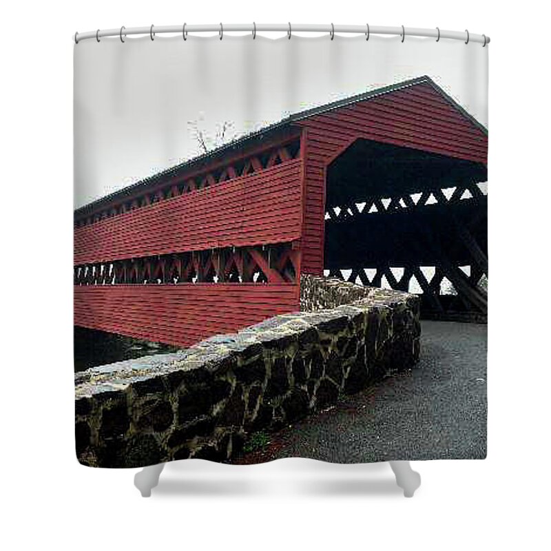  Shower Curtain featuring the photograph Gettsburg Covered Bridge by Dr Janine Williams