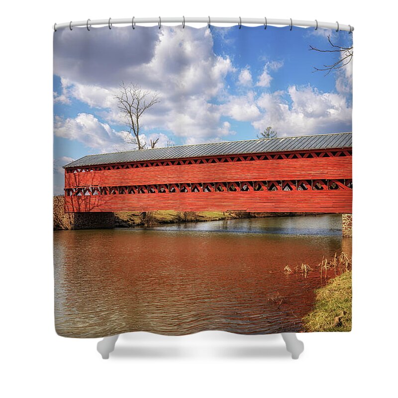 Sachs Covered Bridge Shower Curtain featuring the photograph Gettysburg - Sachs Covered Bridge by Susan Rissi Tregoning