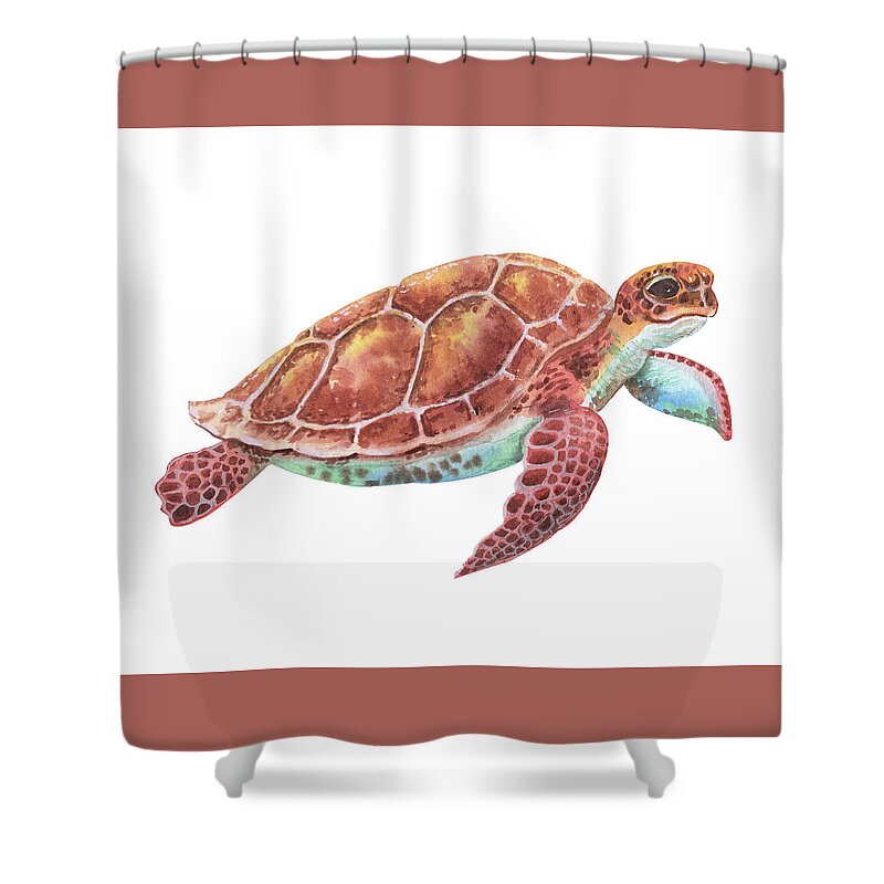 Giant Shower Curtain featuring the painting Giant Baby Sea Turtle Watercolor Painting by Irina Sztukowski