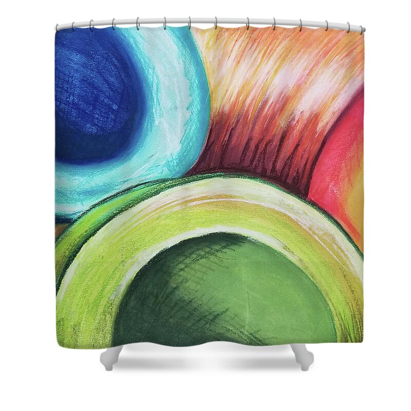 Bright Shower Curtain featuring the painting Giant Pipes by Monica Habib