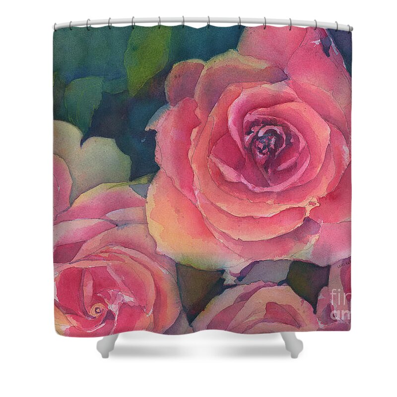 Flower Shower Curtain featuring the painting Giant Showy Rose by Lois Blasberg