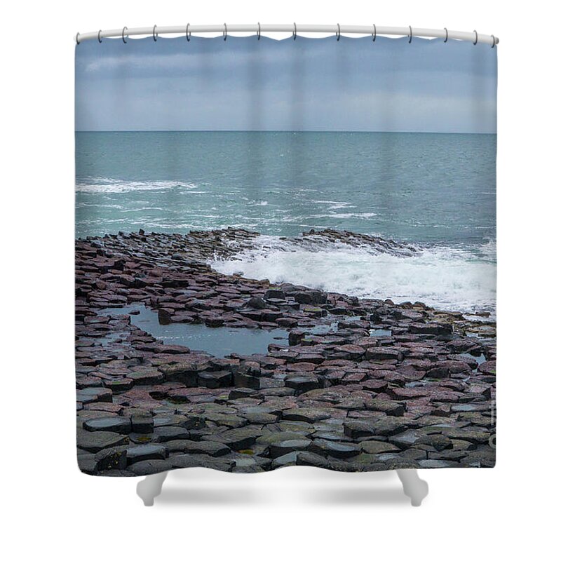 Giant's Causeway Shower Curtain featuring the photograph Giant's Causeway Shoreline on a Winter Day by Nancy Gleason