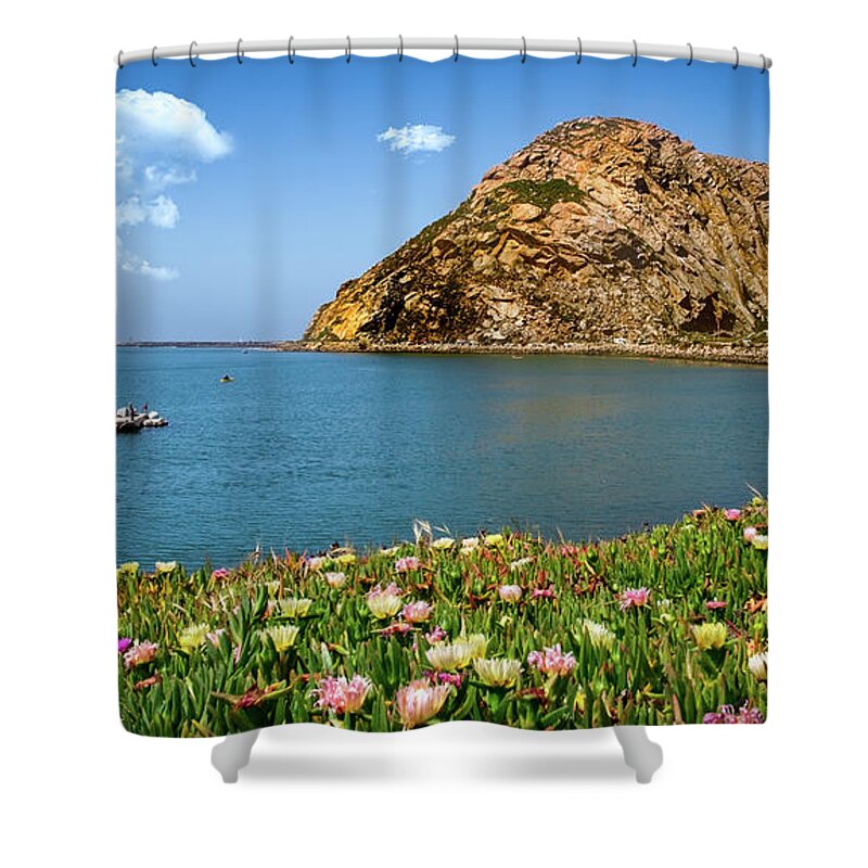23 Million Years Old Shower Curtain featuring the photograph Gibraltar of the Pacific-- Morro Rock by David Levin