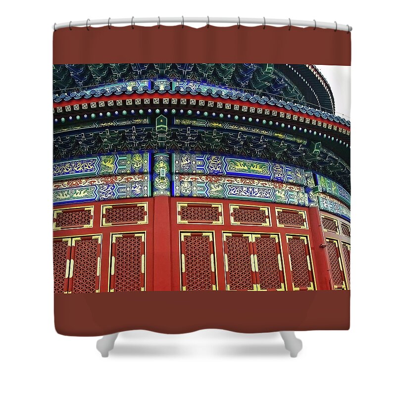 China Shower Curtain featuring the photograph Gilded Dragons Vault Of Heaven by Debbie Oppermann