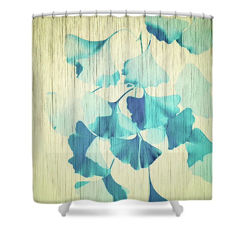 Ginkgo Shower Curtain featuring the photograph Ginkgo Textured Blue by Philippe Sainte-Laudy