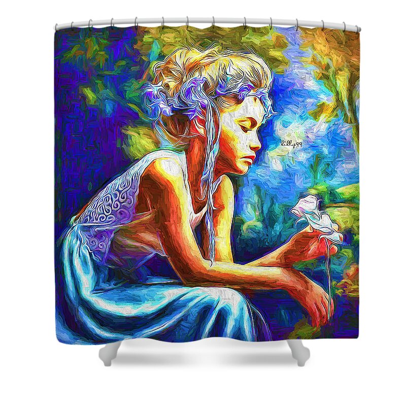 Paint Shower Curtain featuring the painting Girl portrait 8 by Nenad Vasic