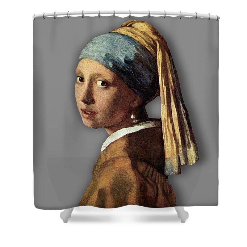 Johannes Vermeer Shower Curtain featuring the painting Girl with a Pearl Earring By Johannes Vermeer T-Shirt by Tony Rubino