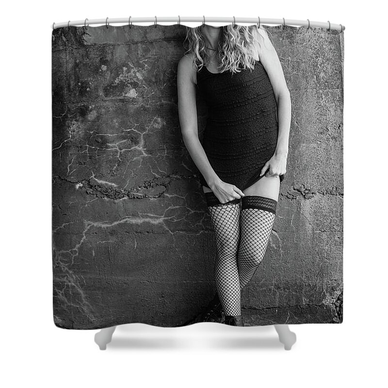 Model Shower Curtain featuring the photograph Girl with Attitude by Bill Cubitt