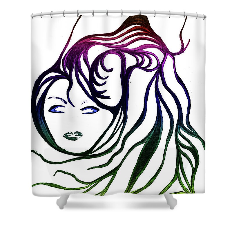Girl Shower Curtain featuring the drawing Glamour Girl by Melinda Firestone-White