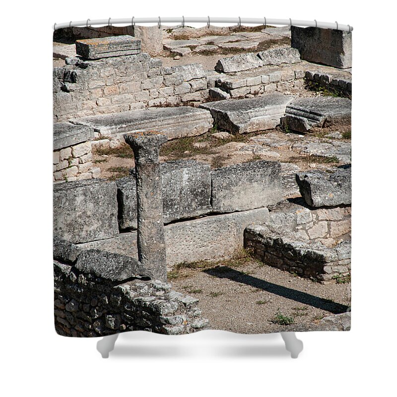 Saint Remy Shower Curtain featuring the photograph Glanum Roman Ruins in Saint Remy by Bob Phillips