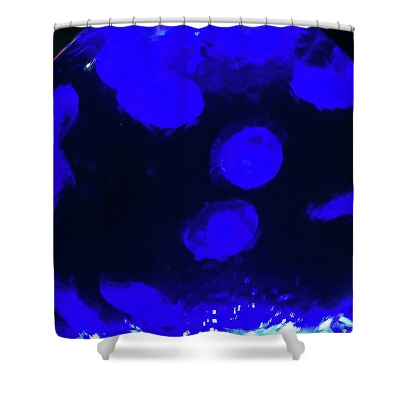 Float Shower Curtain featuring the digital art Globe Of Jellyfish by David Desautel