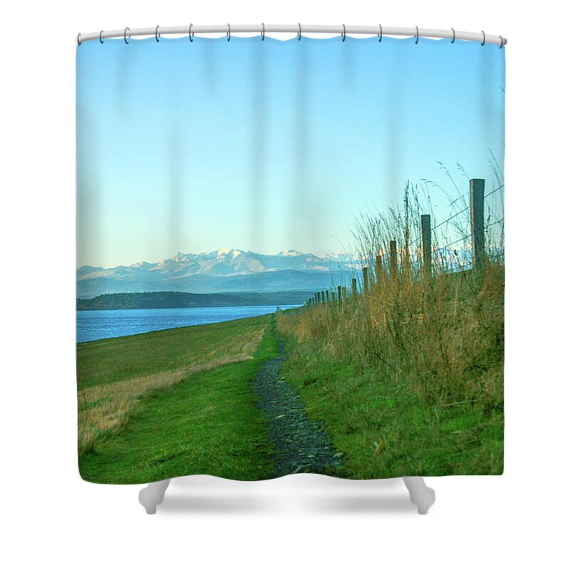 Bluff Shower Curtain featuring the photograph Go Take a Hike by Leslie Struxness
